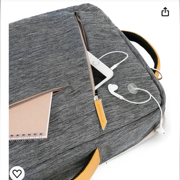 Convertible Backpack Briefcase Messenger Fits 17” Laptop Water Resistant Gray - Picture 8 of 10